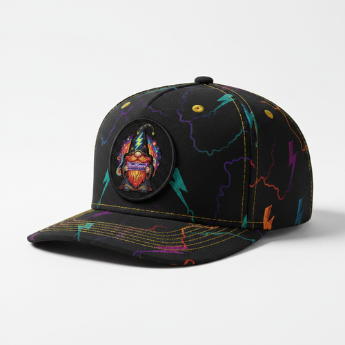 Gnome Lid J - HeadSpace hat with lightning storm gnome wizard logo
