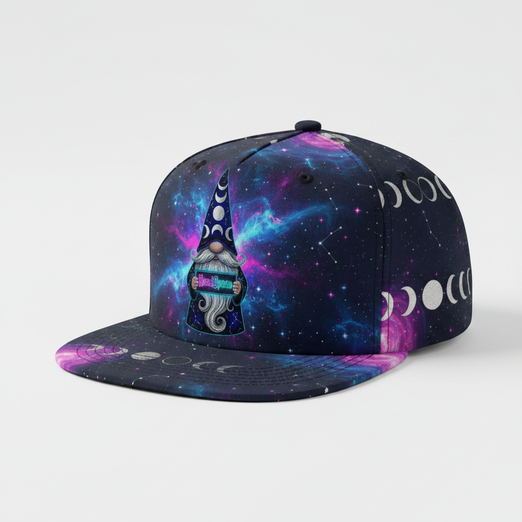 Gnome Lid M - HeadSpace hat with moon phase cosmic gnome wizard logo