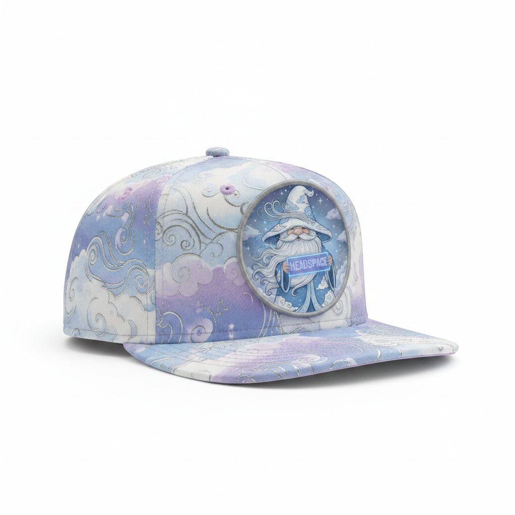 Gnome Lid W - HeadSpace hat with cloud sky gnome wizard logo